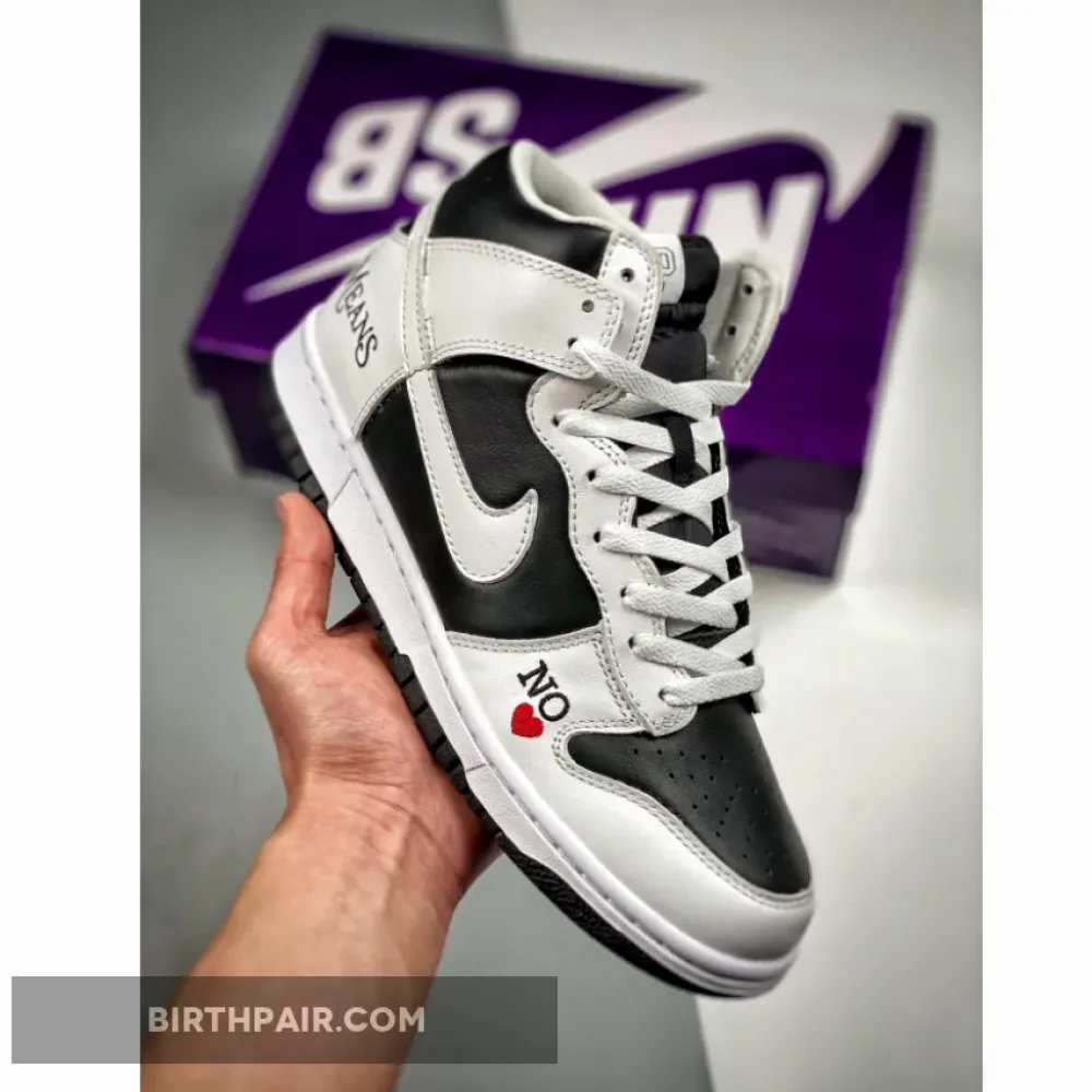 Supreme x Nike SB Dunk High ” By Any Means” Black/White-Varsity Red VS-CTUCTHC