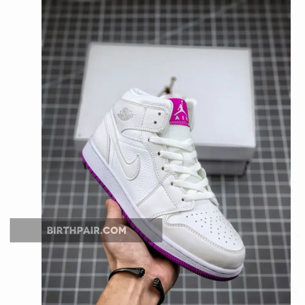 Air Jordan 1 Mid White/Fuchsia Blast 555112-100 VS-RVGFZ74