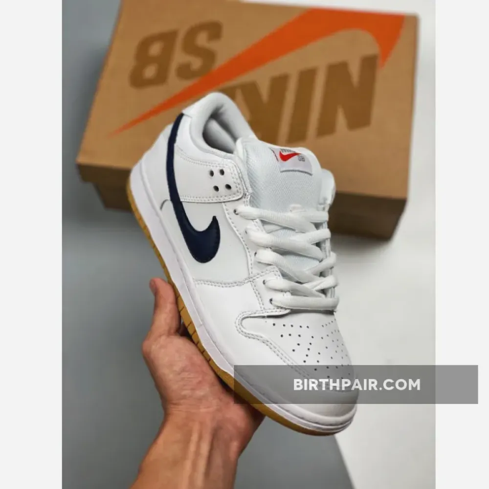 Nike SB Dunk Low White/Black-White Gum-Safety Orange VS-QC6FGGT