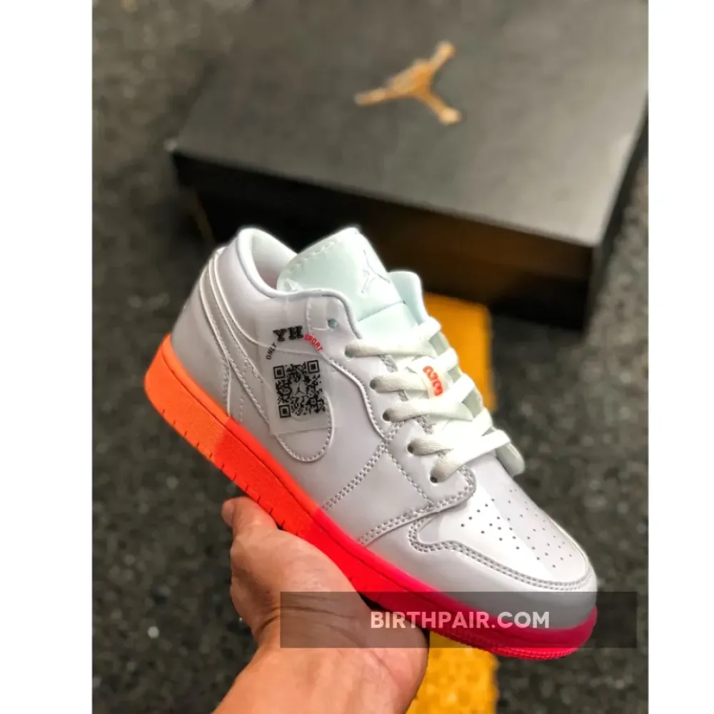 Air Jordan 1 Low GS White/Bright Crimson-Bright Mango-White VS-1OSZCPI