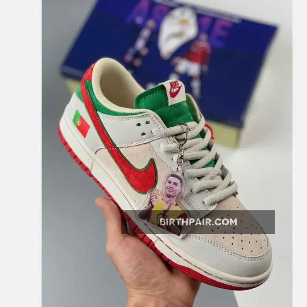 Custom Nike Dunk Low ‘Portugal’ White Grenn Red VS-50OGAR7