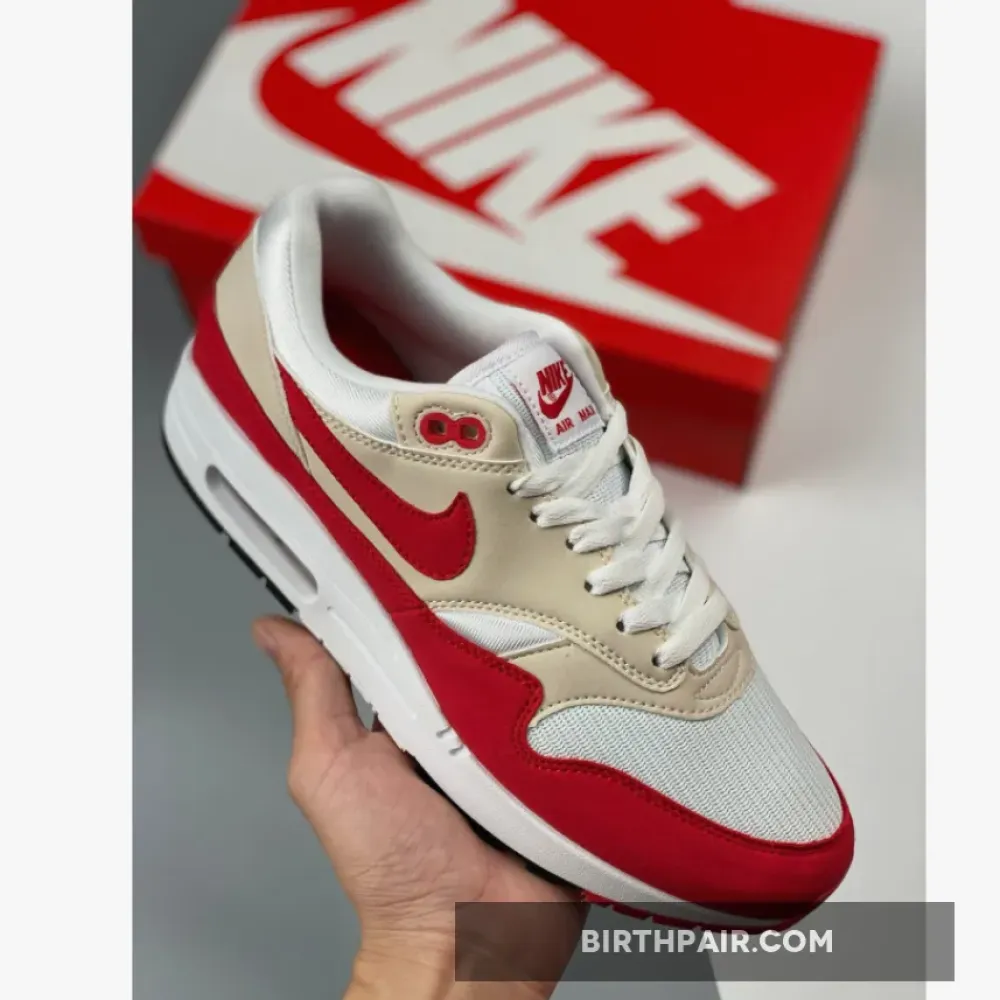 Nike Air Max 1 Anniversary White/University Red 908375-103 VS-P4KTRJD