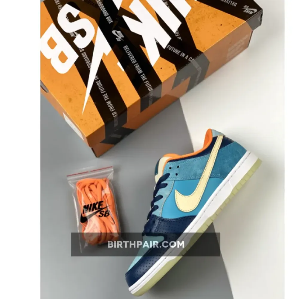 MIA Skate Shop x Nike SB Dunk Low Brave Blue/Metallic Gold Star VS-KZB9JFZ