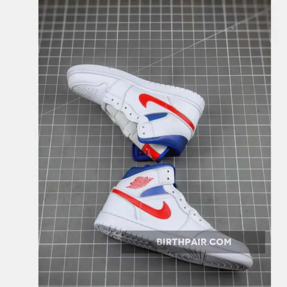 Air Jordan 1 Mid White/University Red-Game Royal VS-MD21KW8