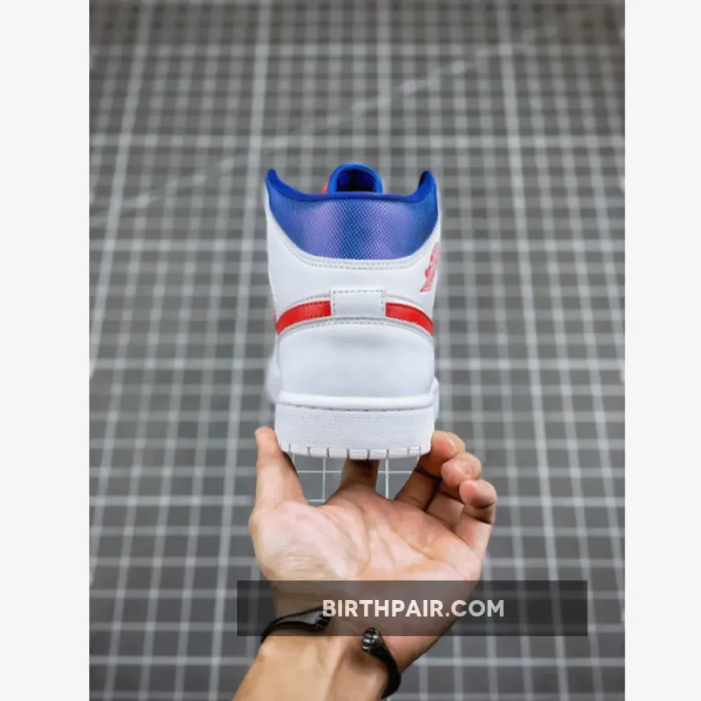 Air Jordan 1 Mid White/University Red-Game Royal VS-MD21KW8