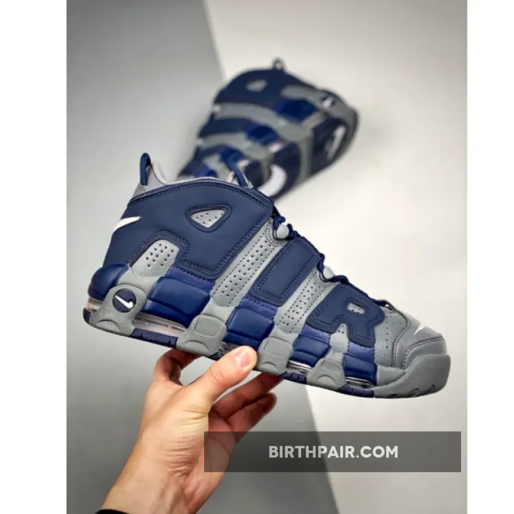 Nike Air More Uptempo ” Hoyas ” Cool Grey/White-Midnight Navy VS-54ZGTKA