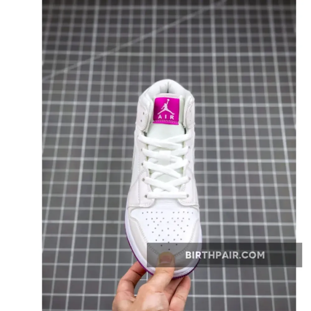 Air Jordan 1 Mid White/Fuchsia Blast 555112-100 VS-RVGFZ74