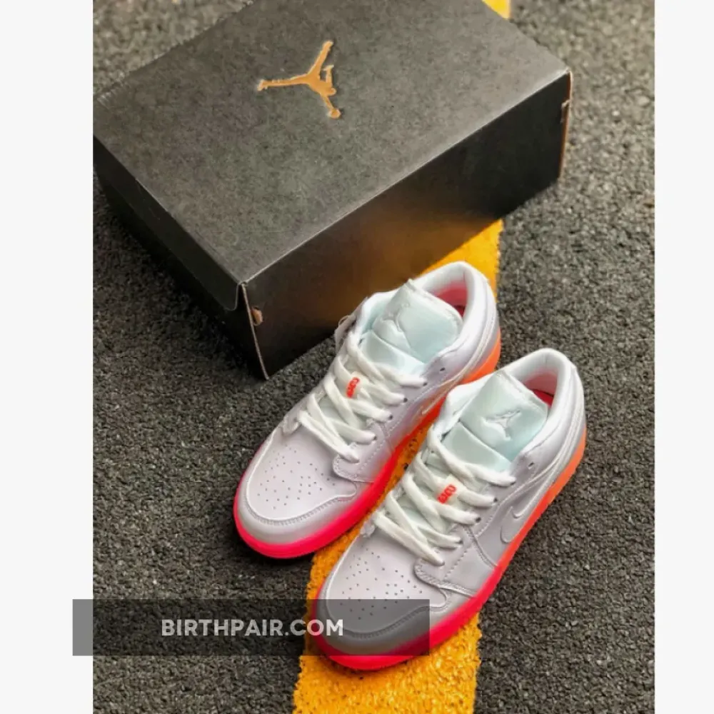 Air Jordan 1 Low GS White/Bright Crimson-Bright Mango-White VS-1OSZCPI