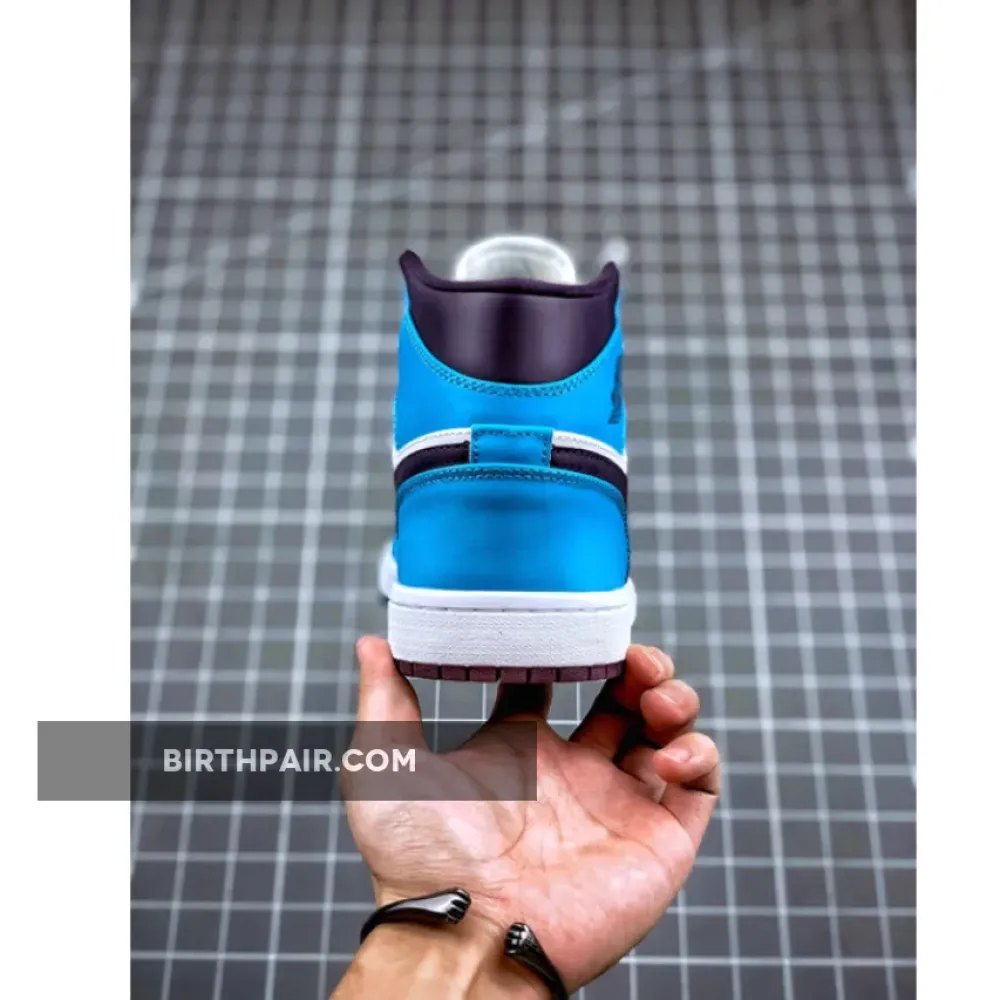 Air Jordan 1 Mid ‘Hornets’ Blue Lagoon/Grand Purple/White VS-KX9SLET